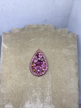 Vtg Juliana D&E Pinks & Orange Aurora Borealis Crystals Pendant Brooch Broken
